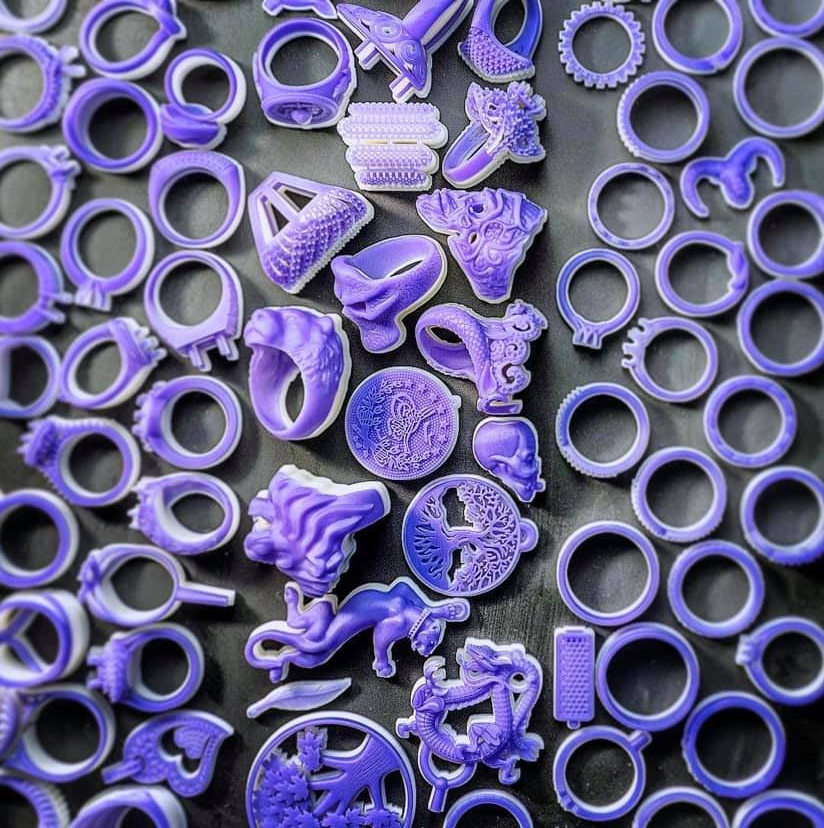 Several wax molds of unique shapes